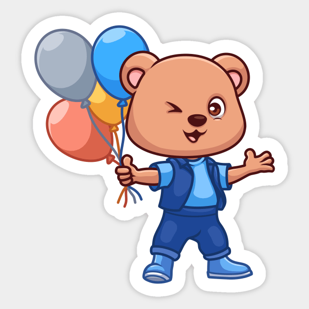 Birthday Bear Cute Cartoon Sticker by GumregaStd